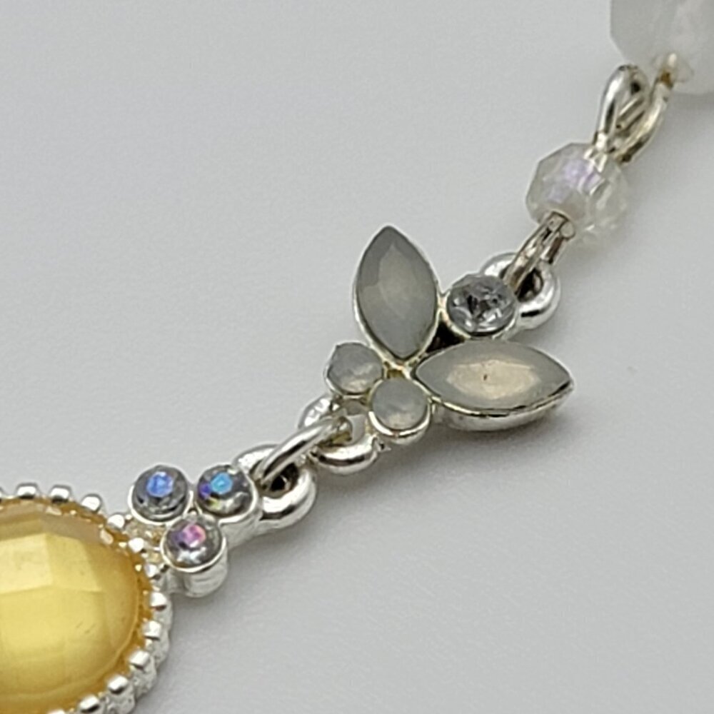Vtg. AVON NR Silver-Tone AB And Yellow Rhinestones Dainty Y-Drop Necklace 19 in - Picture 5 of 8